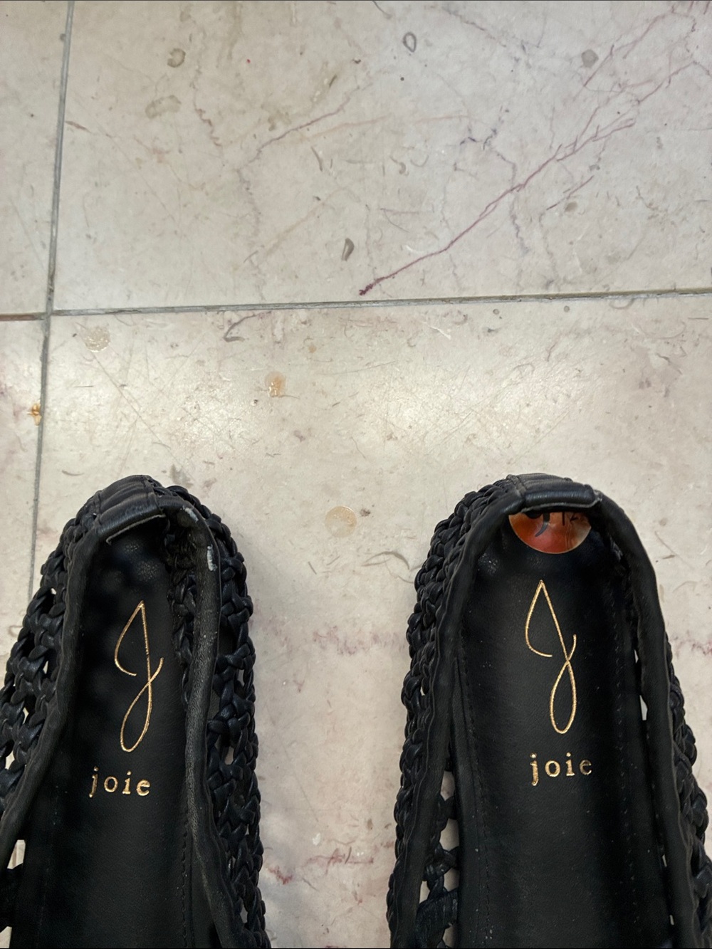 Joie Black Woven Mary Jane Flats with Elastic Strap - Picture 2 of 5